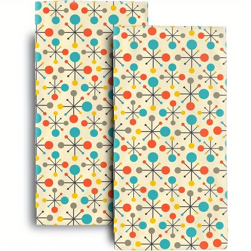 

2-pack Modern Retro Polyester Hand Towels, 18x26 Inches, Super Decorative Towels For Bathroom, Kitchen, Beach, Spa, Gym, Yoga - Machine Washable, Themed, Oblong Shape