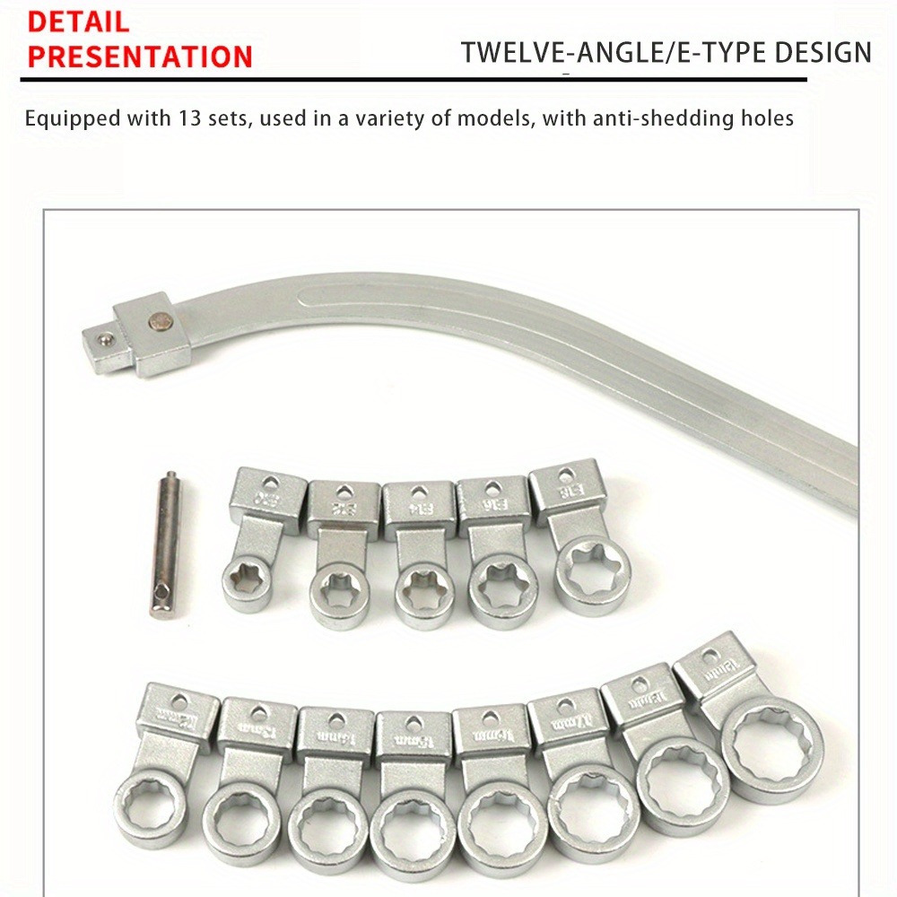 15pcs Universal Serpentine Belt Wrench Set, Engine Timing Belt Tensioner Pulley Removal Tool Kit, Durable Steel Construction with Wide Compatibility details 1