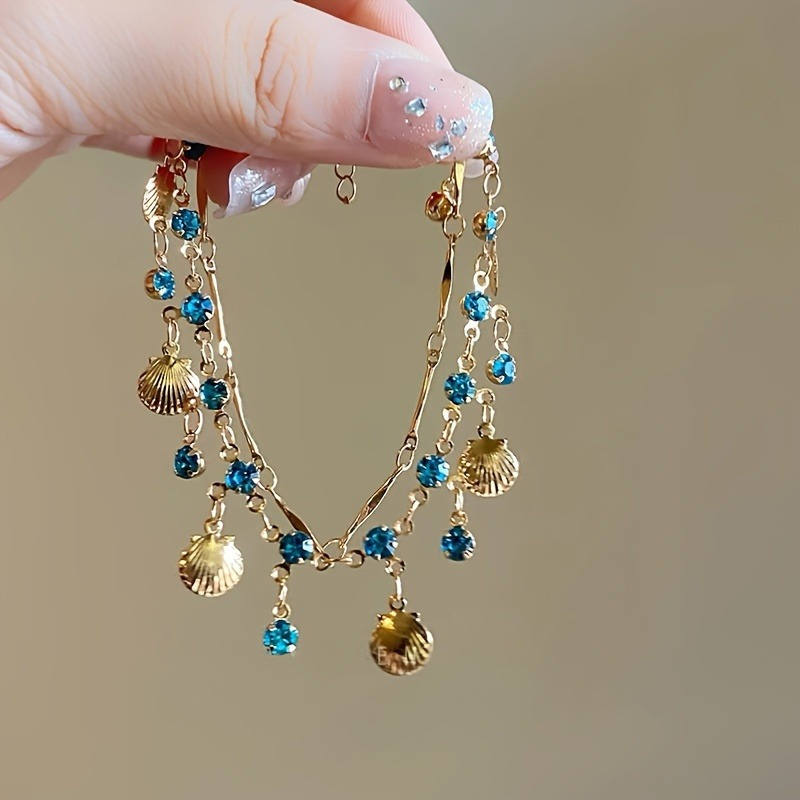 TEMU Cute Synthetic Zirconia Shell-like Tassel Bracelet, Suitable For Daily And Gift Occasions As A Jewelry Accessory