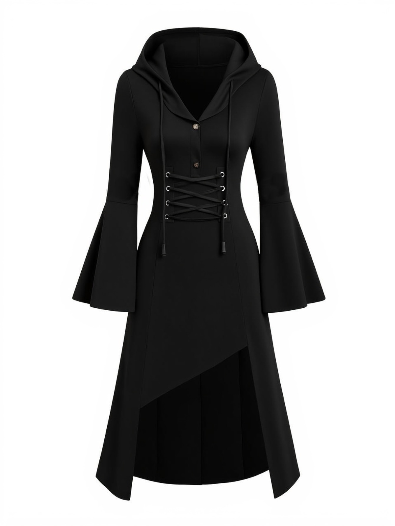 black hooded dress sold on Temu United States