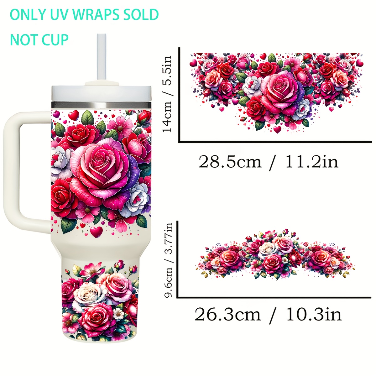 TEMU 2pcs Set Of Uv Dtf Cup Packaging Transfer Stickers, Self-adhesive Printing, Compatible With 40oz Glass Jar Packaging, 3d Crystal Labels Are And