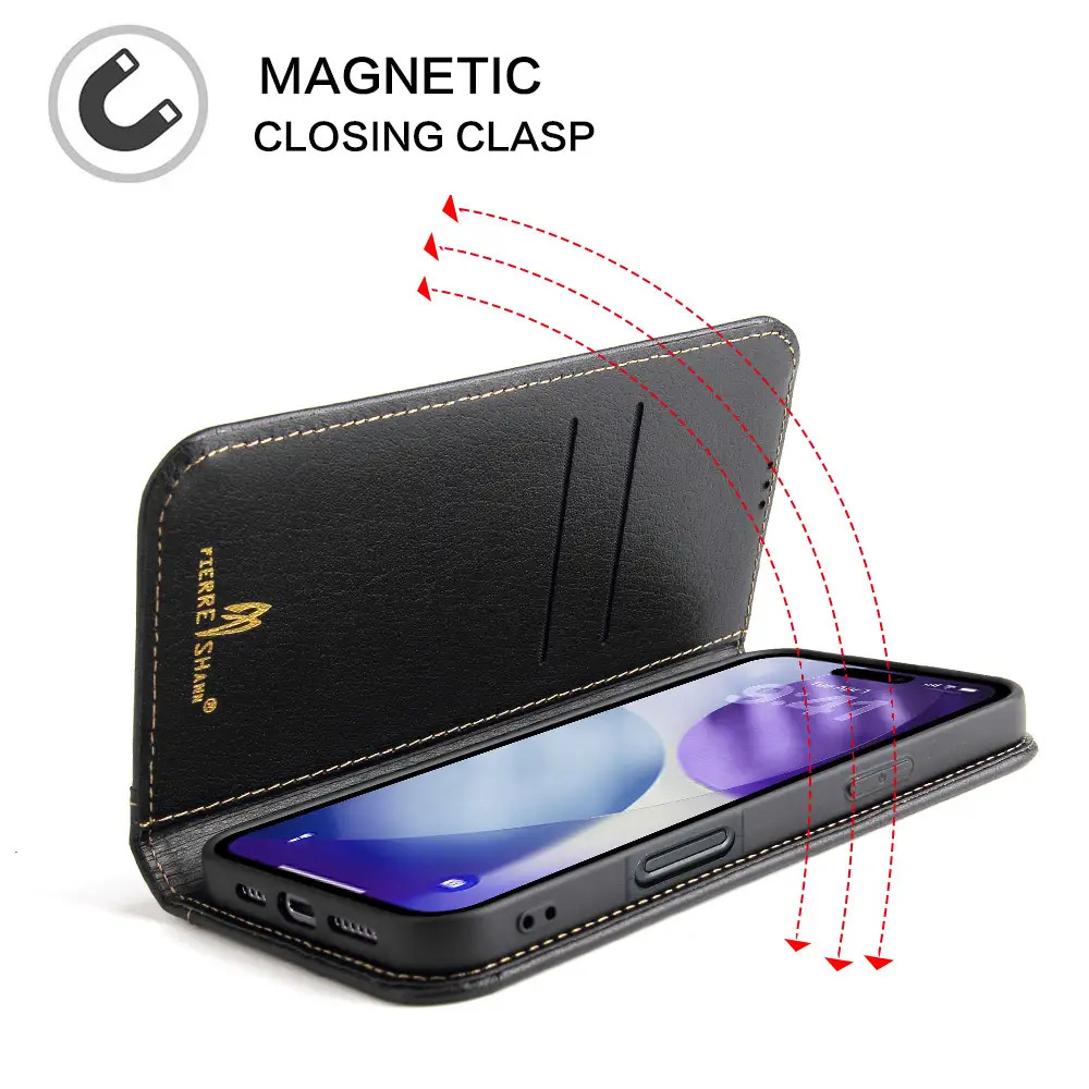 Phone Case - Genuine Leather Wallet-Style Phone Case, Compatible with for Iphone 17 Pro Max/17 Pro/16 Pro