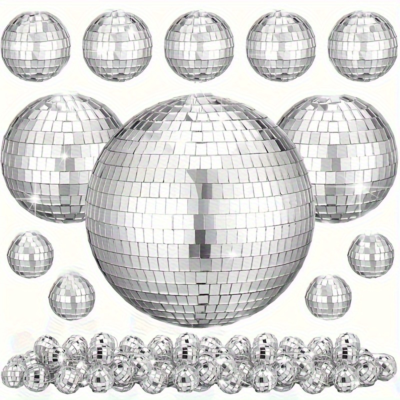 TEMU 40pcs Silvery Disco Ball Set - Large And Mini Reflective Glass Balls, Suitable For Parties, Graduation Ceremonies, Birthdays, Etc. -