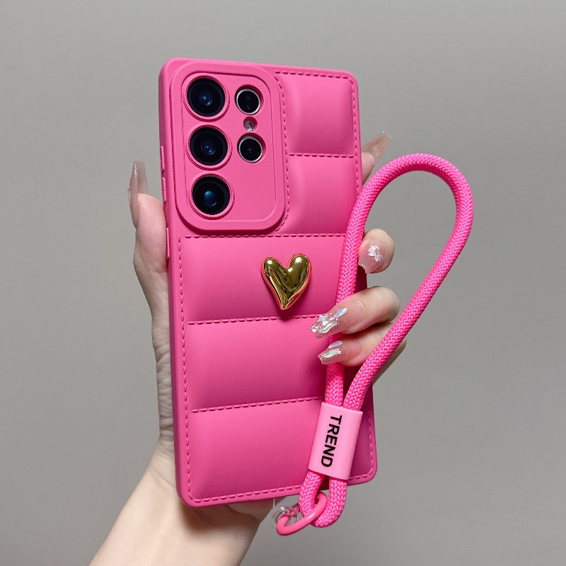 TEMU Phone Case: Three-dimensional Electroplated Heart Phone Case For Galaxy A56 A55 A54 A53 A36 A35 A34 A16 A14 S26 Ultra With Short Lanyard