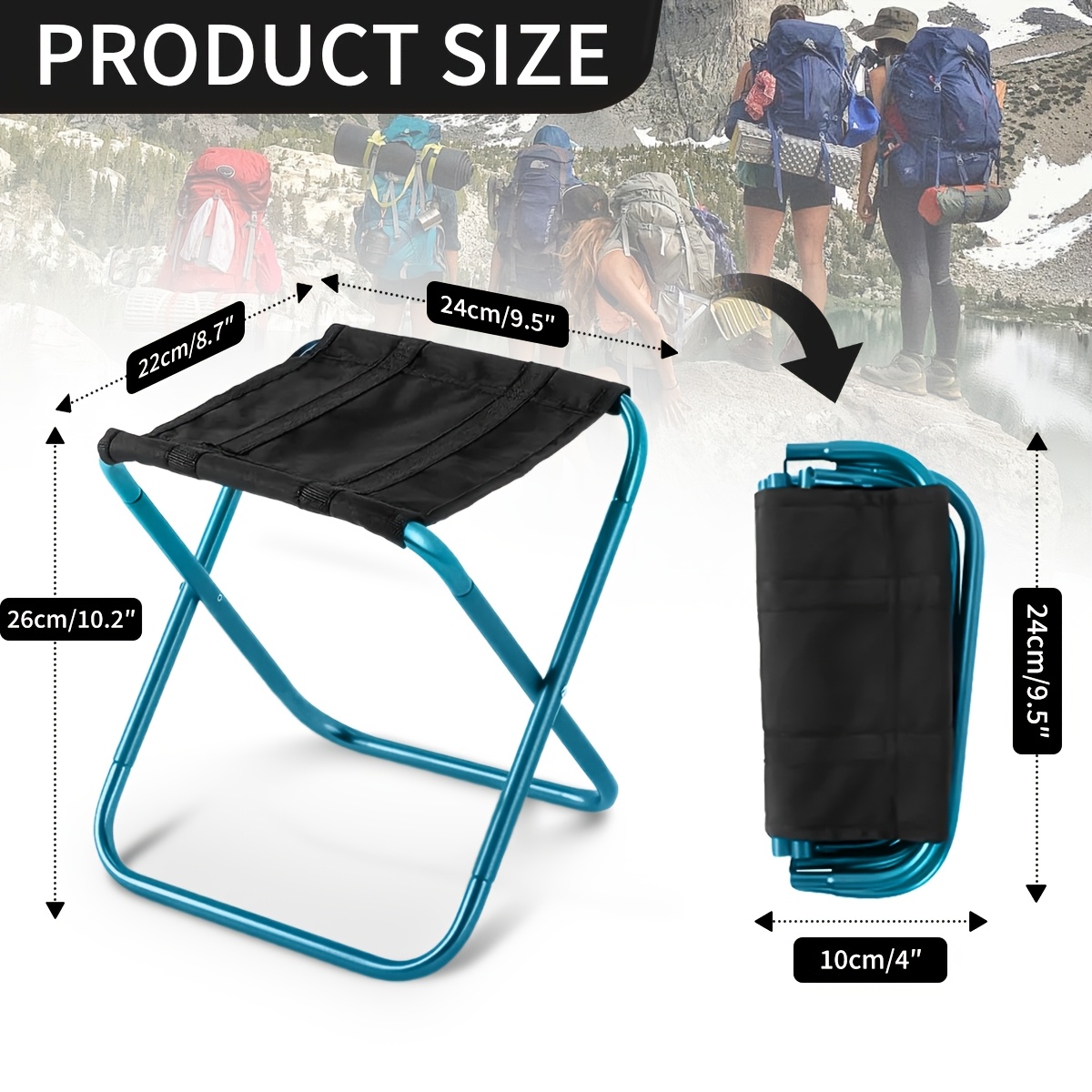 TEMU 1pc Outdoor Aluminum Alloy Portable Chair Folding Chair, Picnic Camping Stool, Storage Fishing Ultralight Furniture Chair