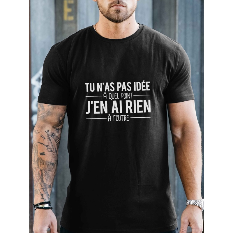 

T-shirt décontracté à col rond pour homme avec imprimé slogan amusant, % polyester, haut en à manches courtes, pull régulier d'été pour - H taille