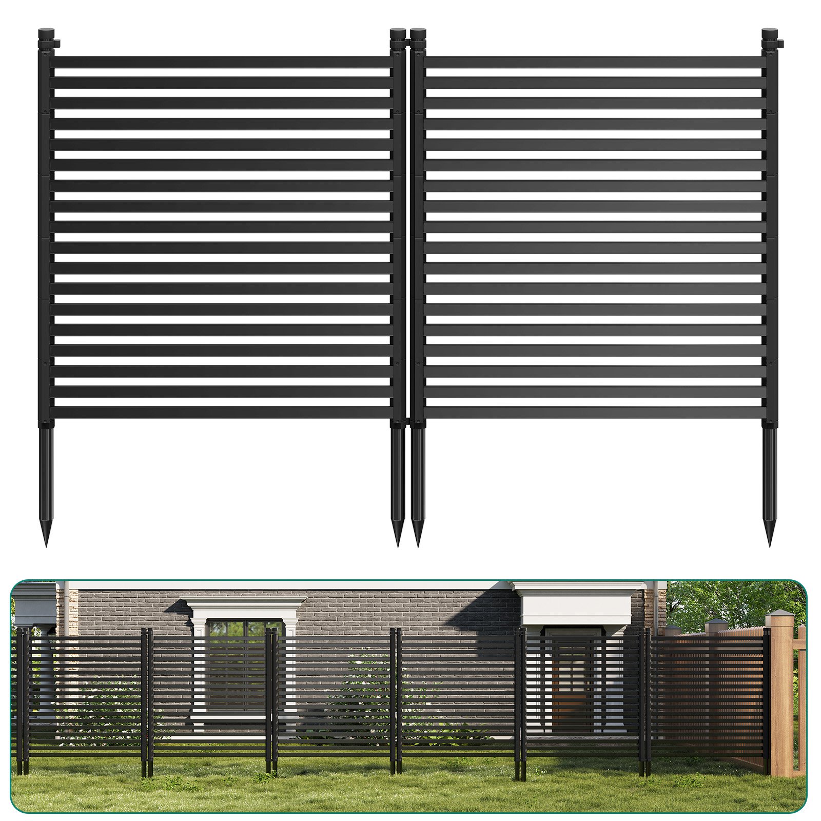 Image of [2d Flat] Decorative Garden Fence With Gate 47x35 Inch No Dig 2-panel Outdoor Pet Barrier For Yard Easy Setup Removable Fencing For Flower Beds Vegetable Patch Patio Lawn Backyard Landscaping