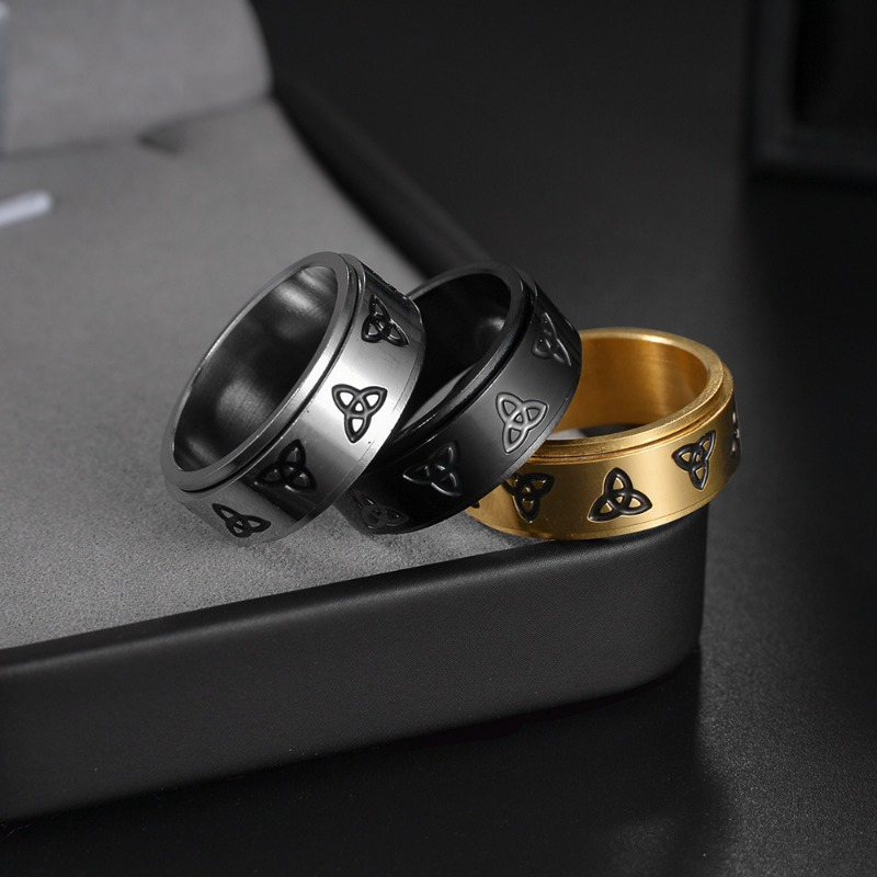 stylish titanium steel spinner ring with triangular   unisex rotating stress relieving ideal for casual attire gifting on valentines easter st patricks day vacation accessory rotating ring durable construction without battery Product details 5