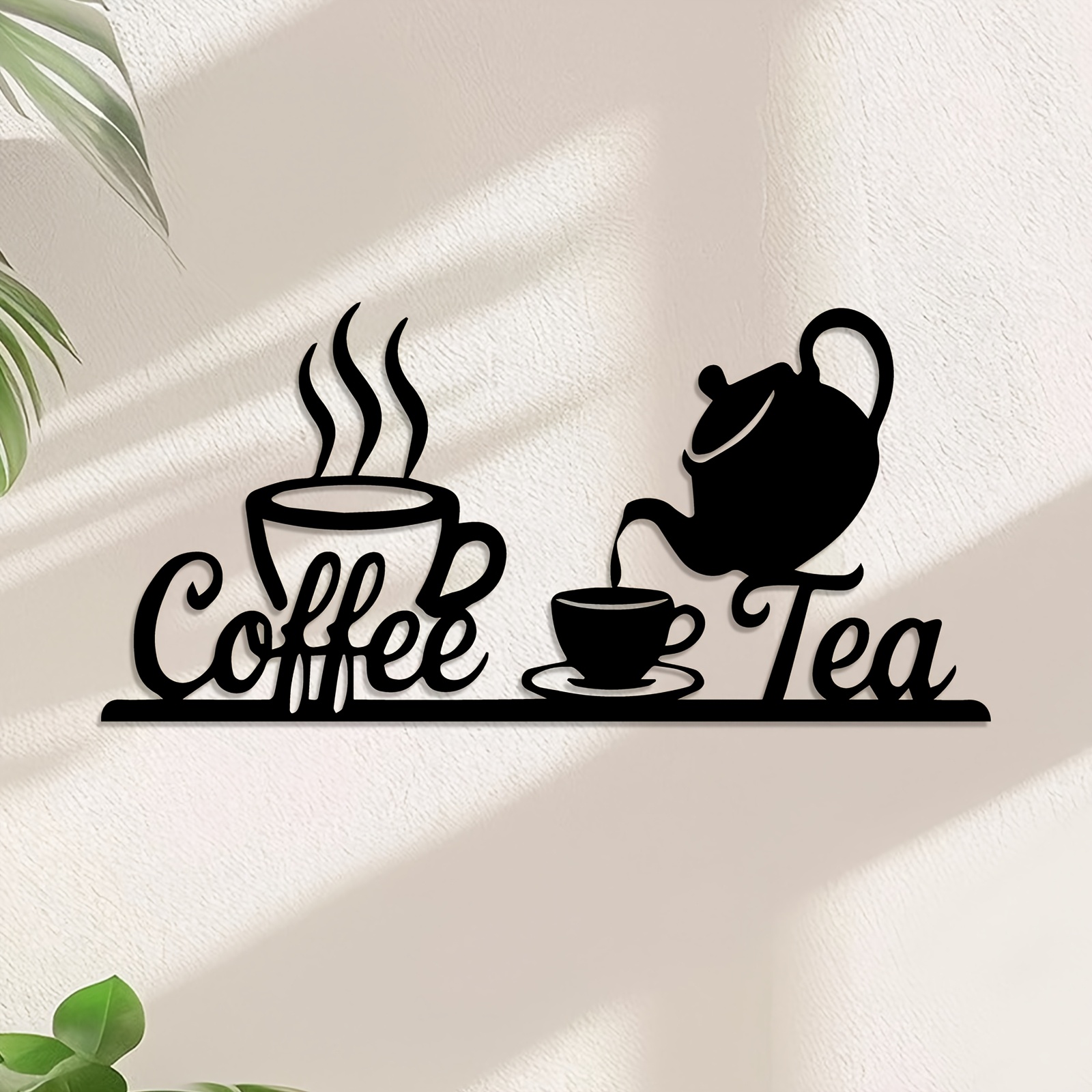TEMU ["2D Plat] 1pc Plaque Murale Rétro en Acrylique Café et Thé - Décoration Rétro de Graine de Café et Théière avec Police Cursive, de Tasse à Café