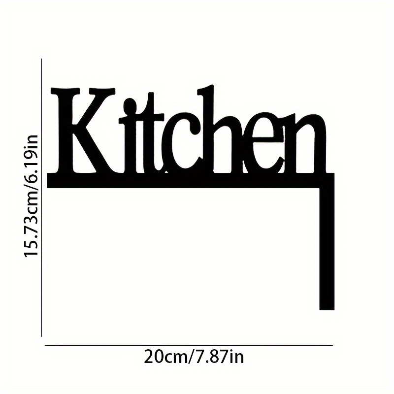 TEMU [2D Flat] Zeitgenössische Acryl "Küche" Türumrandung Eckdekoration - Schwarze Acryl Wandkunst, Kein erforderlich, ein perfektes Geschenk für die