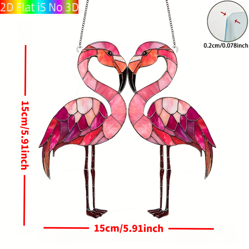 TEMU 2d Flat Acrylic Flamingo Light Catcher, Bird Ornament, Women's Gift, Best Friend Present, Decor, Office Wall Art, Her Birthday Gift, Coworker