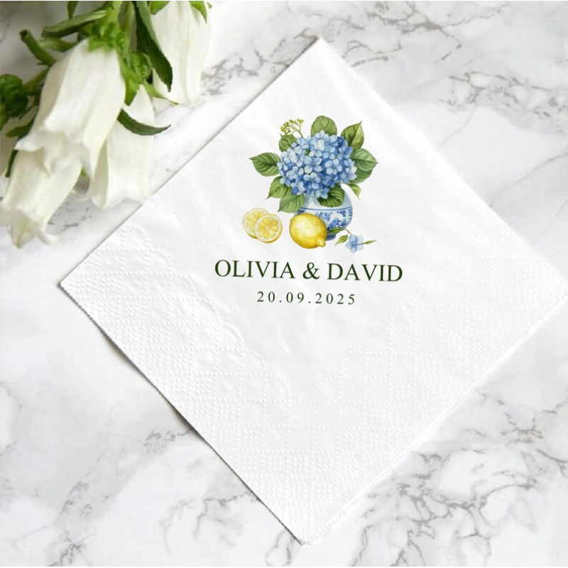 TEMU Serviettes de cocktail citron pour fête prénuptiale : Serviettes de cocktail de mariage personnalisées