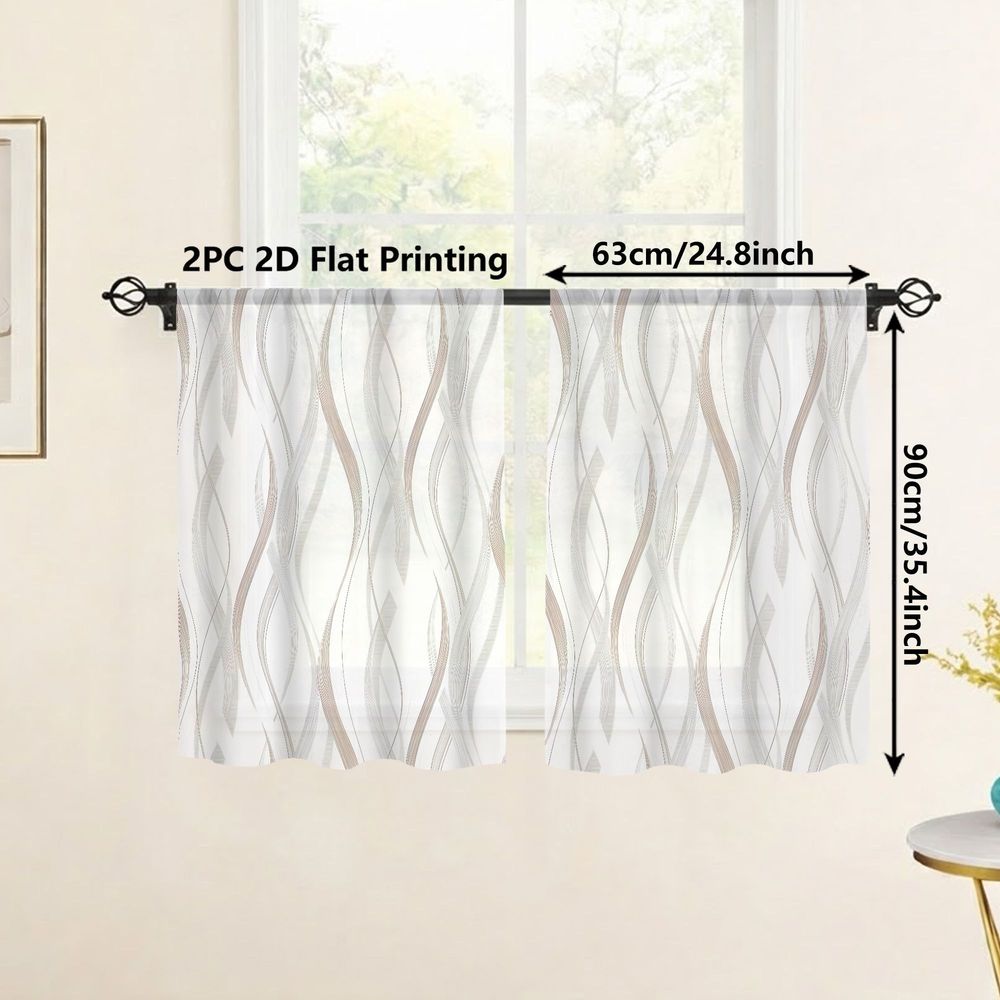 TEMU 2pcs Modern Lightweight Sheer Curtains, Featuring Elegant Patterns In Beige And Light Brown, Perfect For Living Rooms, Bedrooms, Dining Rooms,