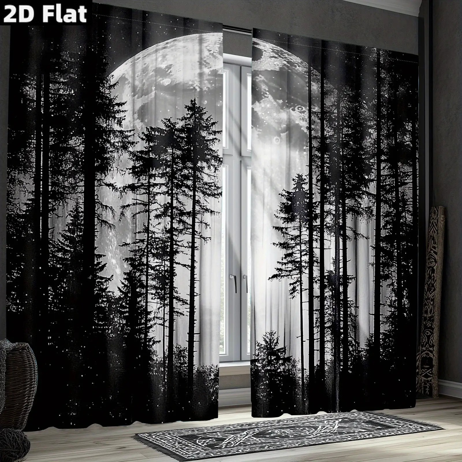 TEMU 2d Flat Material Curtains 2pcs With Extra Large Size 58.08x118.11inch/150x300cm 2d Flat Banner 2pcs Set Fiber Material Curtains 2pcs Set Gothic