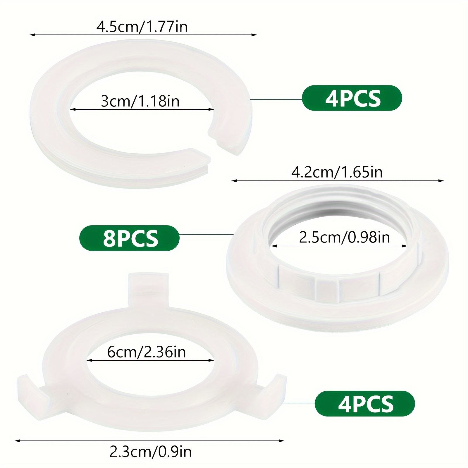 TEMU Juego de 16 piezas de anillos adaptadores de E27 a E14 para pantalla de lámpara, anillo de de presión de plástico , accesorios para lámpara
