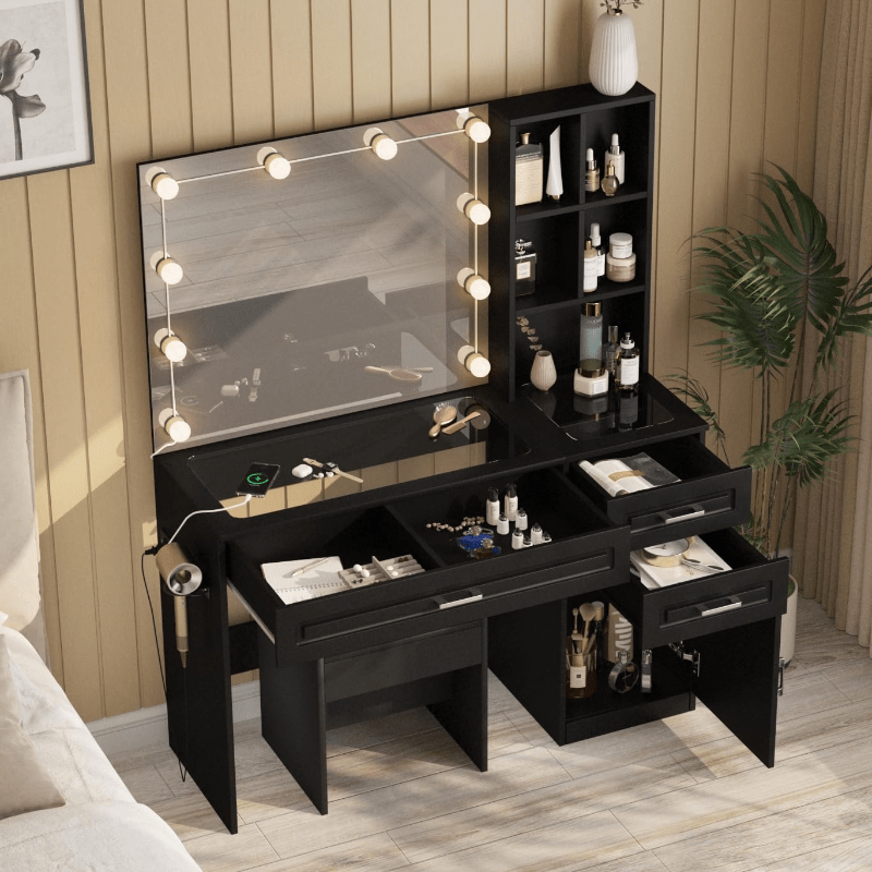large 27 inch makeup vanity desk lights glass top vanity - Temu