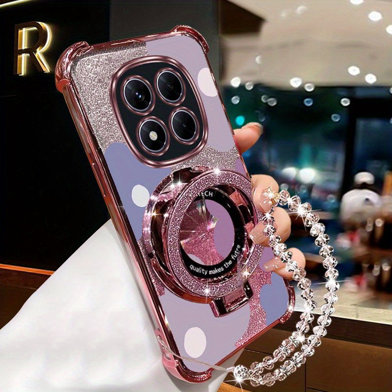 TEMU para Teléfono - Redmi Note 14 Pro 4G Serie Fashion, con Cordón de Perlas, Soporte para Teléfono Compatible con Xiaomi Redmi Note 14 Pro 4G,