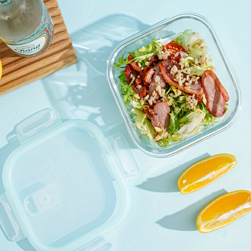 1 3pcs thickened glass lunch box 10 82oz microwave safe rectangular with pink lid for students office workers home use freshness preservation heat preservation Product details 2