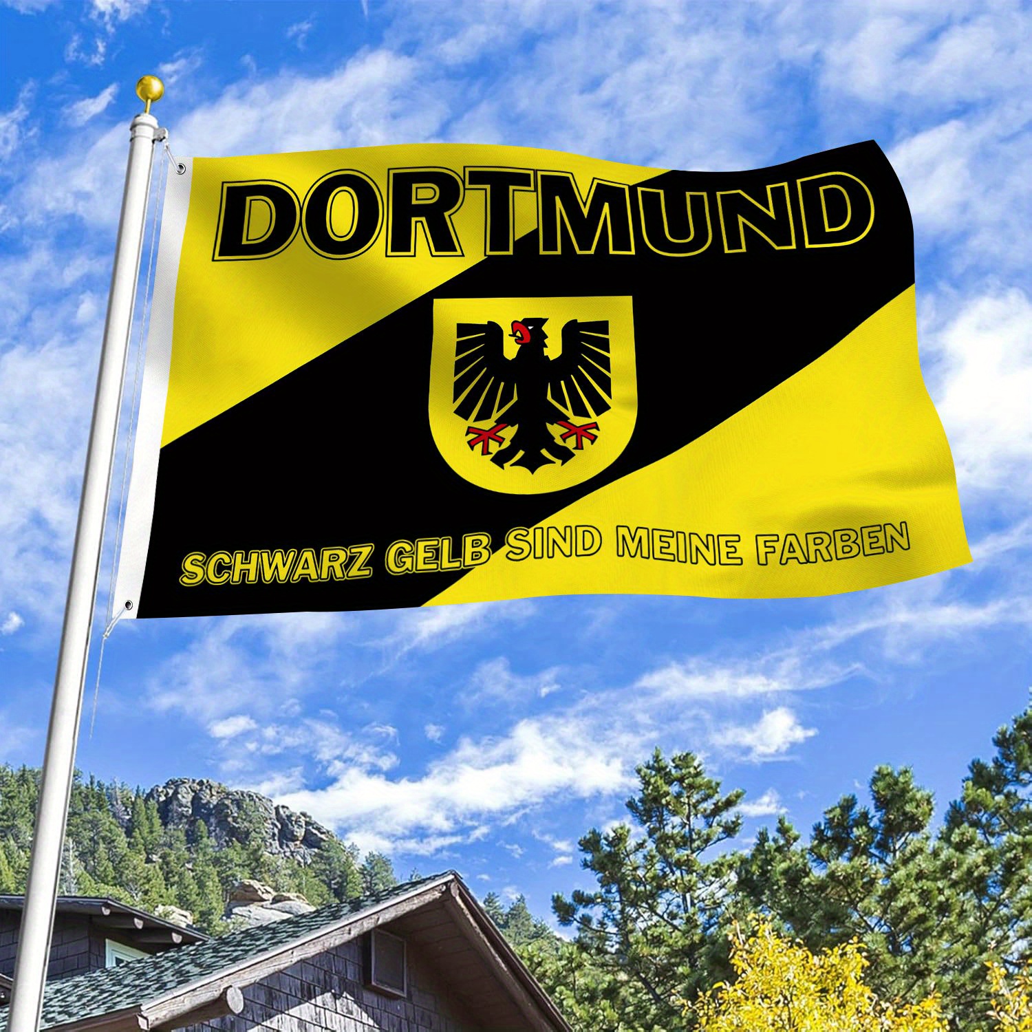E-shop Meine Flagge ist schwarz gelb, in mehreren Größen, für Gartendekoration, patriotische Deko, für den Innen- Außenbereich geeignet, mit Lochung