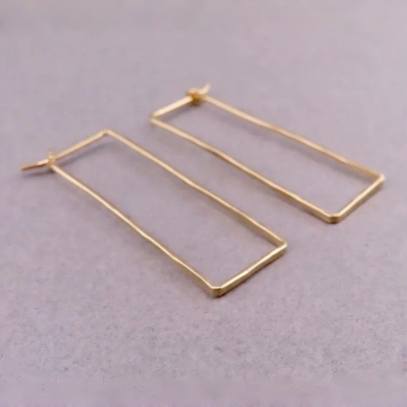 Women's Simple Square Hammer Pattern Earrings, Daily Commuting