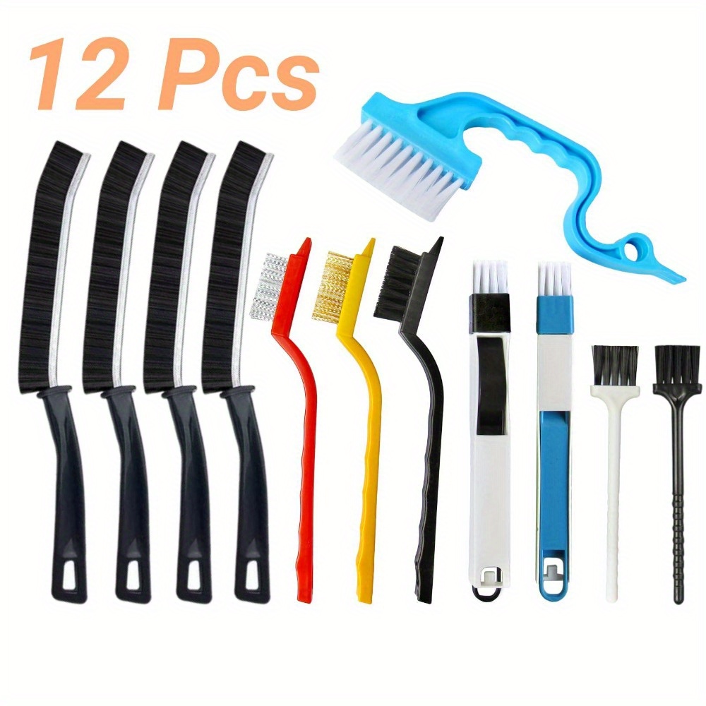 TEMU 12pcs Crevice Cleaning Brush, Small Cleaning Brushes For Cleaning Bathroom, Washbasins, Window , Kitchen, Sinks, Showers, Corners, Faucets, Bathtubs, Gas Stove And Tiles