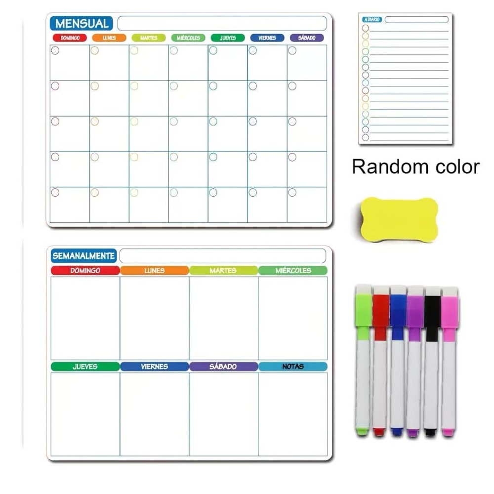 TEMU 3pcs Set Of Magnetic Whiteboard Calendar, Suitable For Refrigerator, Wall And Fridge Organization, Monthly, Weekly, Daily Planning, With 6pcs