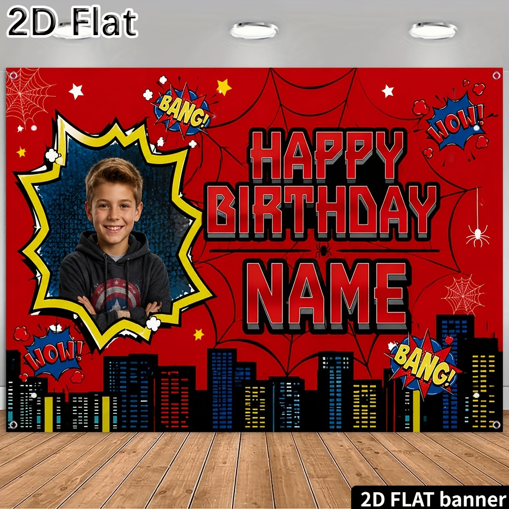TEMU Toile de fond d'anniversaire 2D plat, bannière 2D plate imprimée numériquement en HD, toile de fond photo douce, légère et pliable, thème toile