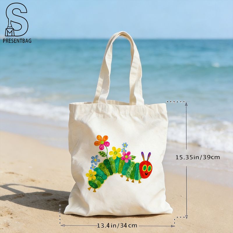 TEMU 【商品名】楽しいカタツムリと花のプリント キャンバストートバッグ。で、普段使いのショッピングや収納に最適。素敵なギフトにも。