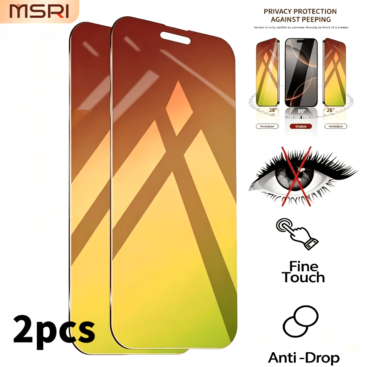 TEMU Ensemble de 2 films de verre trempé anti-lumière bleue ( anti-espionnage), convient pour iPhone Duo/18 Pro/18 Pro Max/14/15/16/17 Plus/Pro/Pro