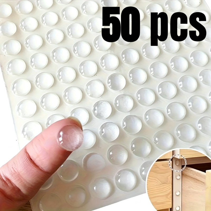 TEMU 50pcs Silent Protective Self-adhesive Transparent Pads, Wear-resistant Non-slip Shock-absorbing Spacers, Furniture Anti-collision Cushion Pads