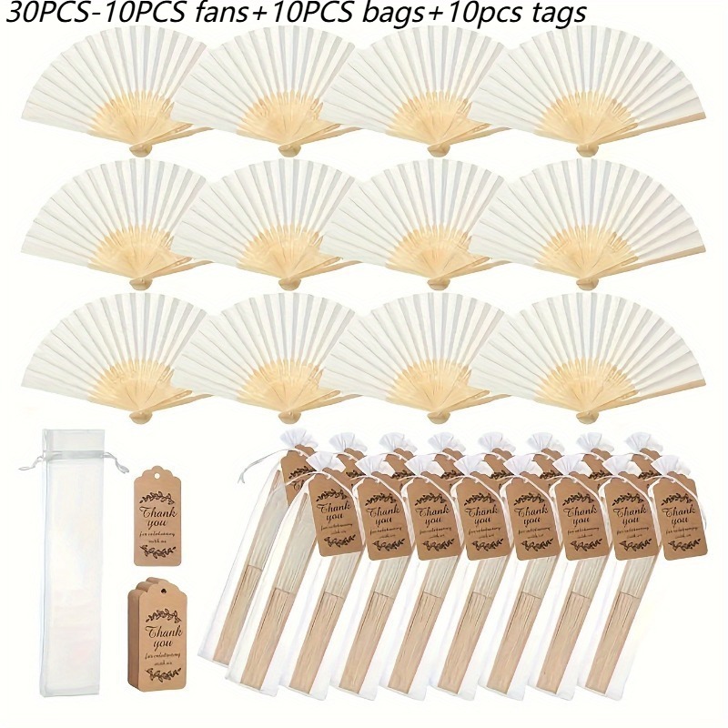 TEMU 30pcs Per Set, 10 Sets Of Portable Hand-held Fans, Ideal As Wedding Gifts, Project Favors, Bridal Shower Decorations, And Party Giveaways.