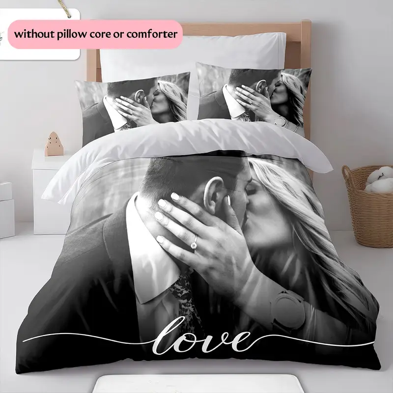 3d picture customization customize your personalized photo quilt cover couple valentines day wedding anniversary quilt cover bedding bedroom christmas decoration christmas gift 1 duvet cover 2 pillowcase without core 1 Product details 6