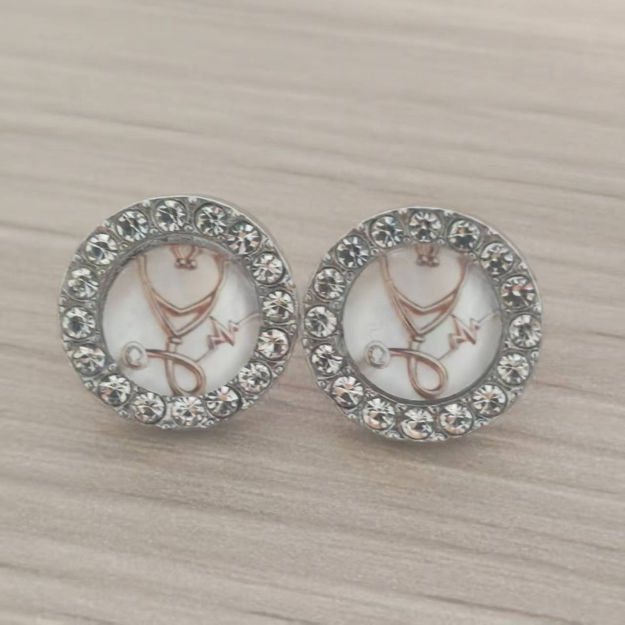 TEMU 2pcs Heart Earrings Stethoscope Earrings Earrings Earrings Round Earrings Care Earrings Jewelry Accessories Unique Jewelry Christmas Gifts