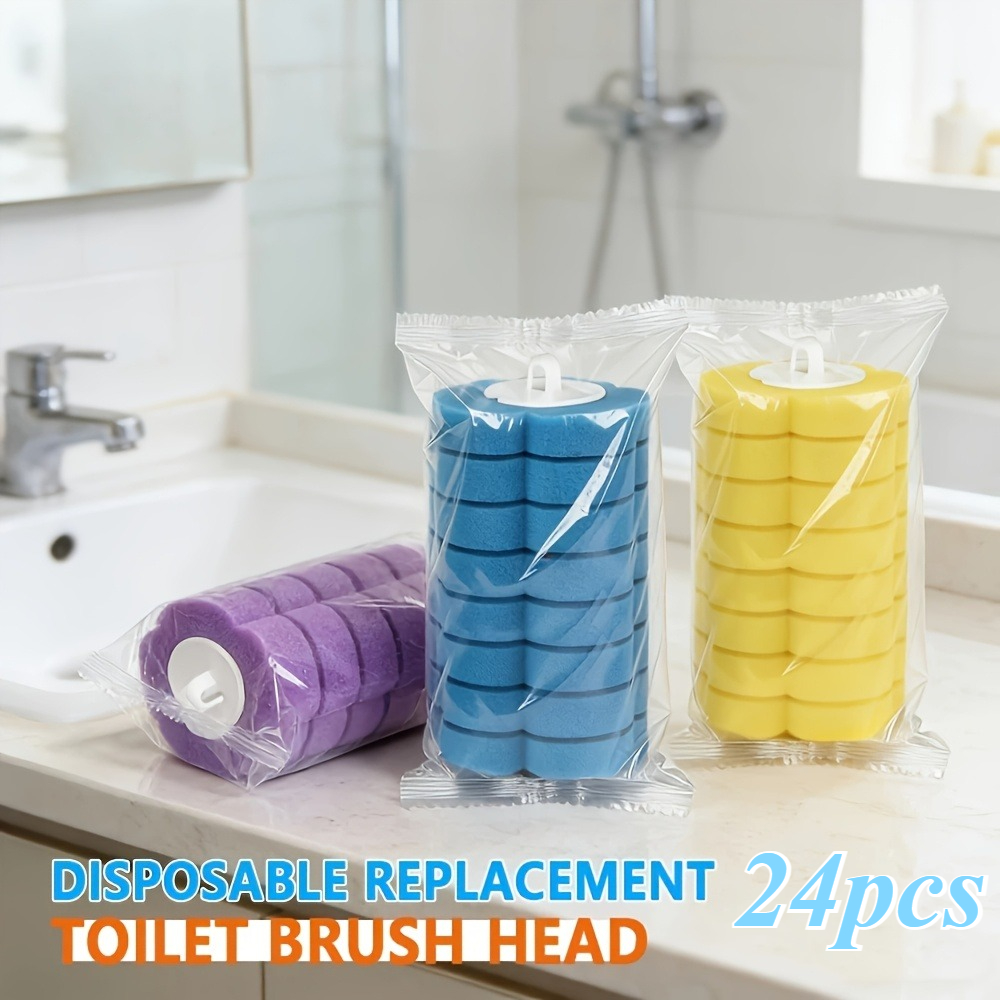 E-shop 24-teiliges Ersatzset für Toilettenreinigungsstangen | 3-farbige transparente Verpackungsbeutel, Einweg-Ersatzaufsätze für Toilettenbürsten,