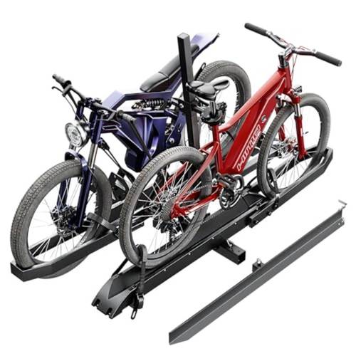 Ebike ck with mp, Foldable Bike ck for Tow Hitch, Heavy Duty Bike Carrier for 2 Fat Tire Bikes with 300LBS Load Capacity - Fits SUV, Truck, RV, T iler