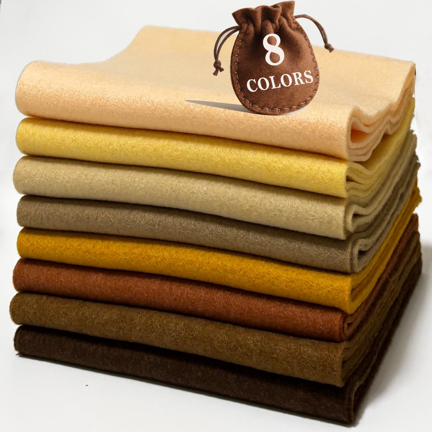 TEMU Feutre marron 8'' X 36'', 1,6 mm d'épaisseur, 8 couleurs assorties, feuilles de feutre douces et durables, acrylique flexible pour le bricolage,