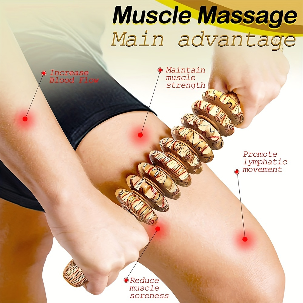 9 roller handheld wooden massage stick ergonomic full body shaping muscle relaxation anti tool natural wood design with decorative patterns thalate free durable smooth texture for home use massage tools body relaxation aid Product details 4