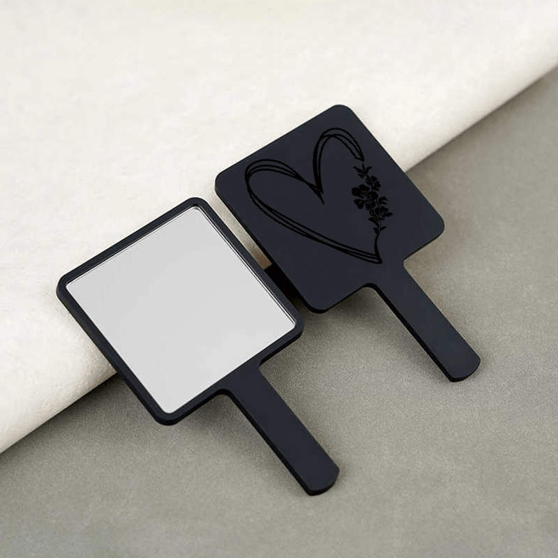 Square Handheld Makeup Mirror with Long Handle