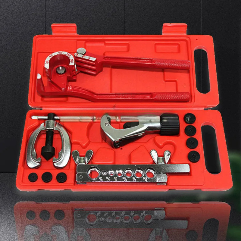 E-shop 11-teiliges Rohreinsatz-Set Brems- und Kraftstoffrohr Reparatur Flare Kit Expander Biege Werkzeug Set für 1/4 Zoll 5/16 Zoll und 3/8 Zoll Rohre