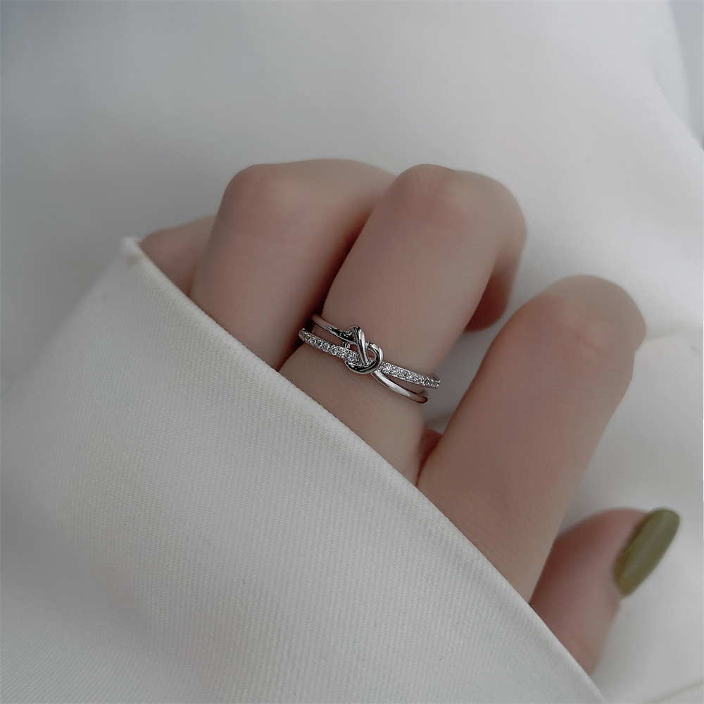 1pc Light Luxury  Copper Rose Golden Knotted Cross-woven Full Open Ring for Women, Suitable for Daily Wear, Parties, and Gatherings
