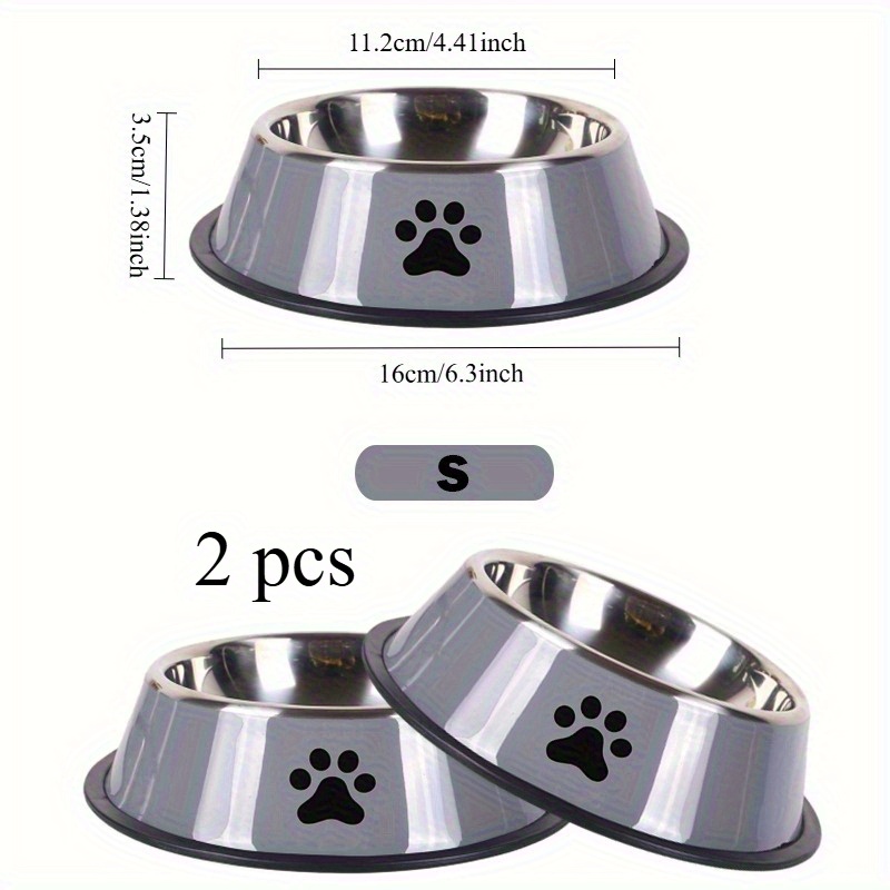 Customizable 2pcs Stainless Steel Pet Bowl Set with Non-Slip Base