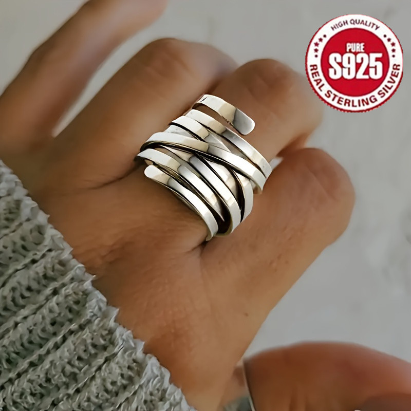 

Chic 925 Sterling Silver Ring - Vintage Style, & Party Outfits, Showcasing Personal Charm And , Broadband Ring