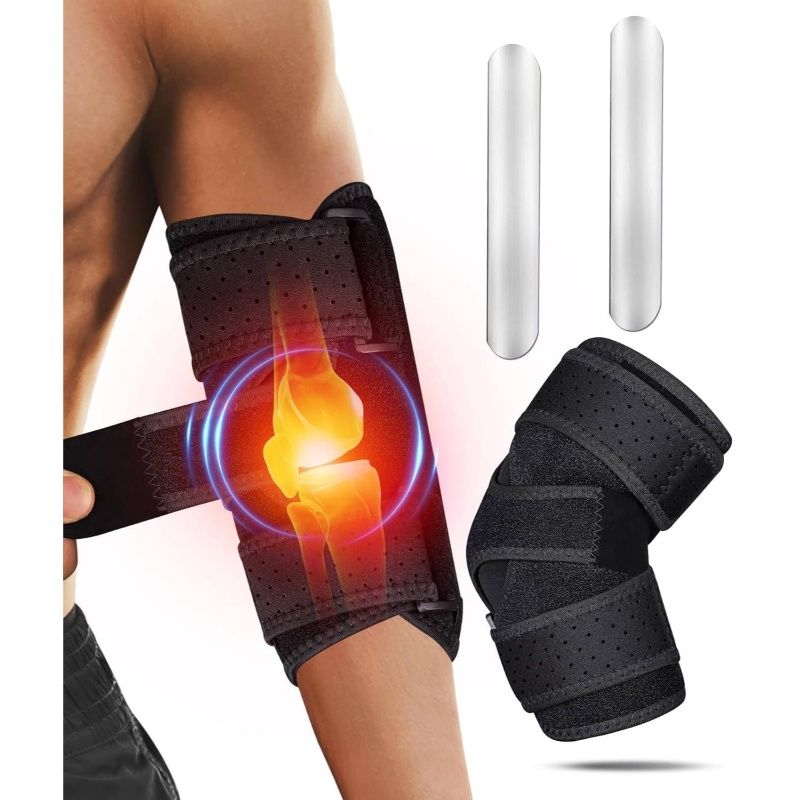 Adjustable Elbow Brace with Ulnar Nerve Entrapment & Cubital Tunnel - Stabilizing Splint for Tennis Elbow, Tendonitis, - Heavy Duty Support with Sturdy Padding - Battery-Powered (AA) - for Men & Women - Fits Most Elbows - Ideal for Sports, Work