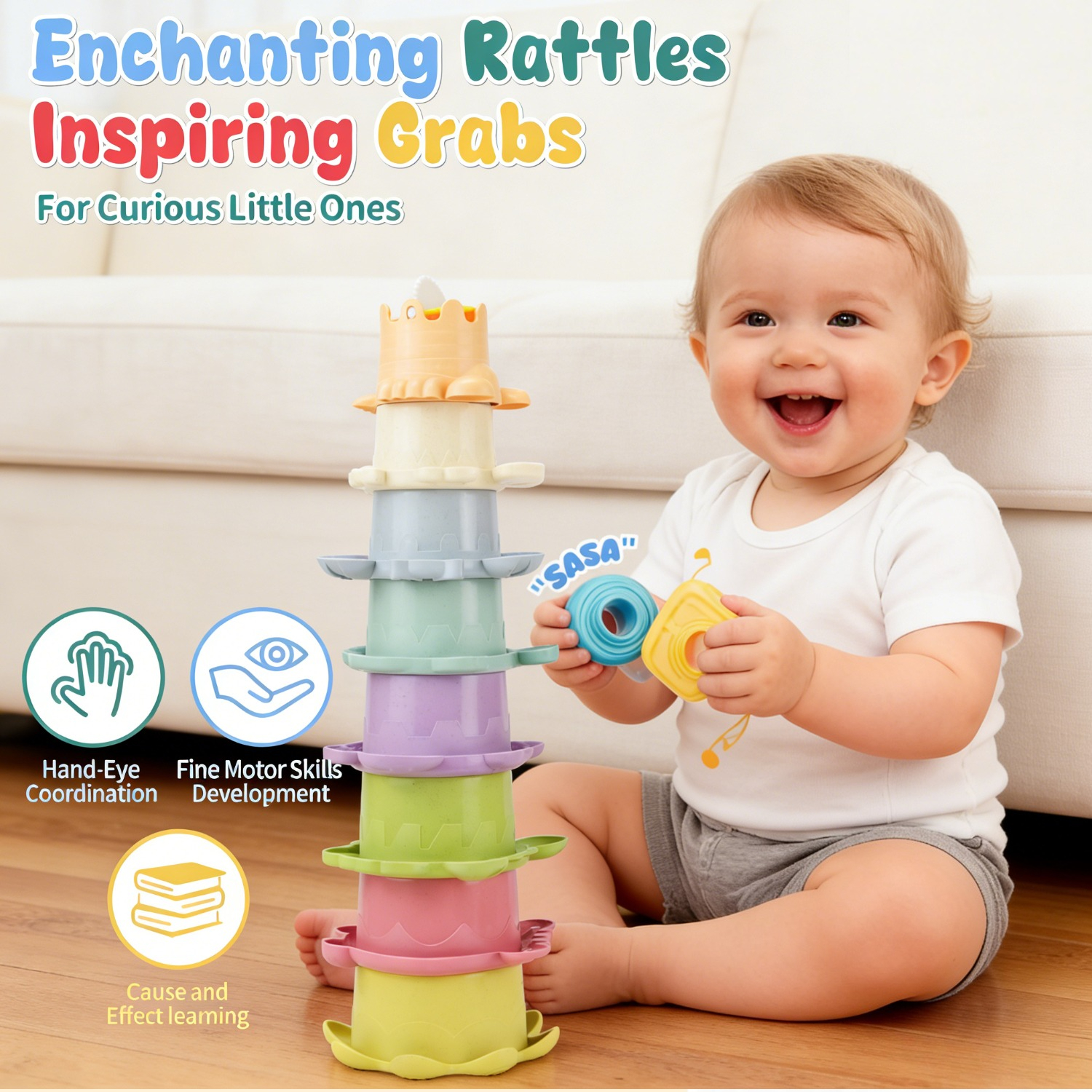 8pcs Accessory Sorting Stacking Toy for Learning