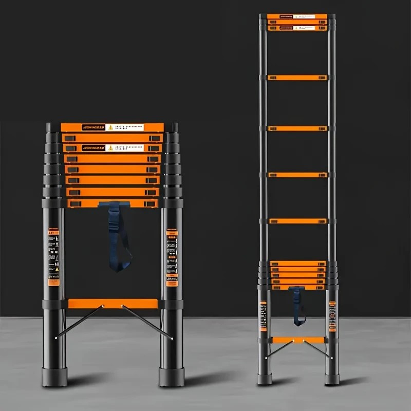 5M Telescopic Ladder Extension Tall Multi Purpose Folding Loft Ladder With Stabilizer 330 Pound150 Kg Capacity 72407071