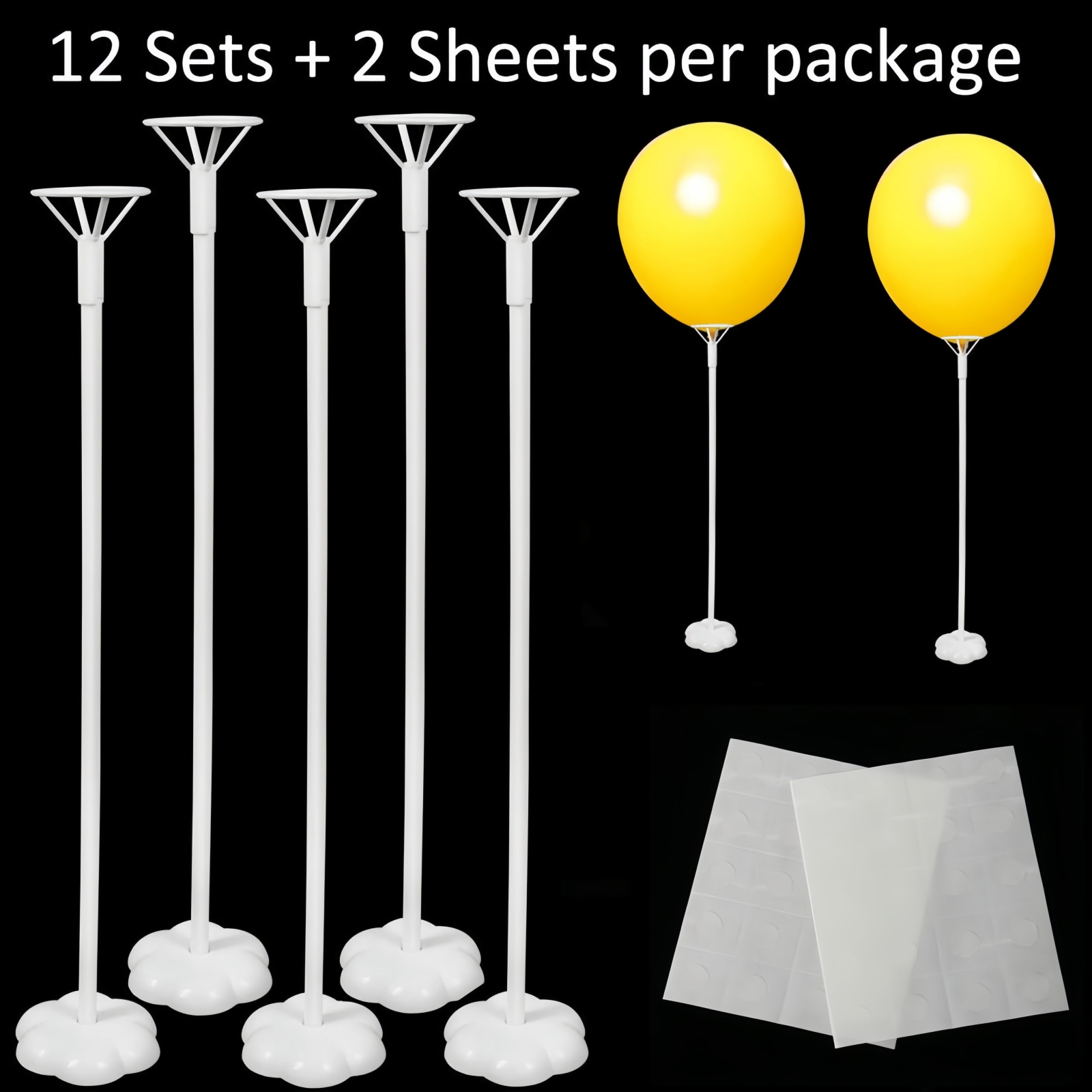 TEMU Kit de support de ballons 12 ensembles - Base de support de ballon de table pour décorations de fête de mariage, d'anniversaire, de douche