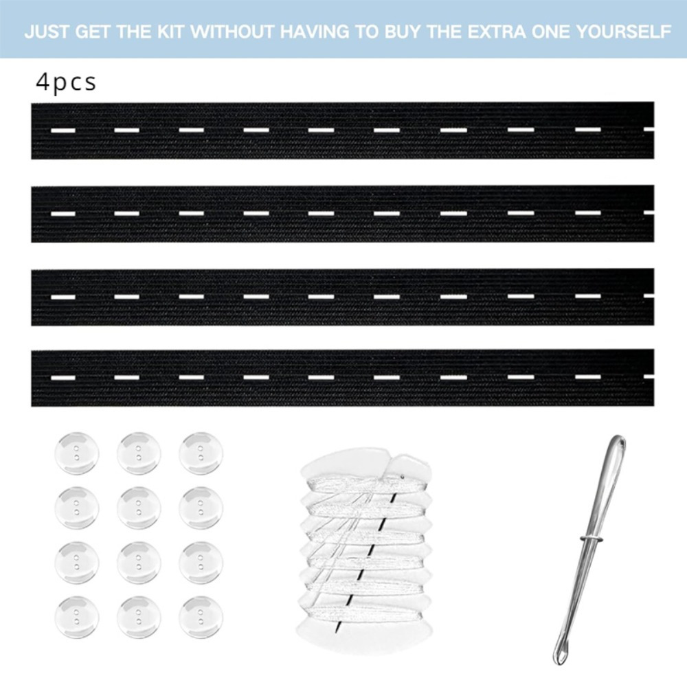 4pcs Pants Waist Tightener Waist Adjuster, Pants Extender, Adjustable Elastic Waist Extenders Waistband With 12 Buttons, Needles And Thread, Belt Threading Tool