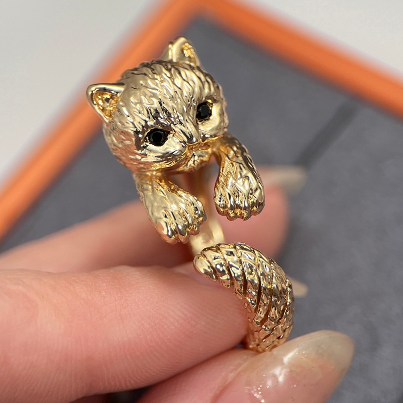 Readkiss 3d Kitten For Women Adjustable Cat Statement Ring Cute Animal Jewelry For Cat Lovers