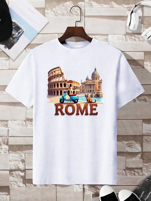 item picture watercolor illustration print t shirt featuring in rome casual short sleeve tees for for summer