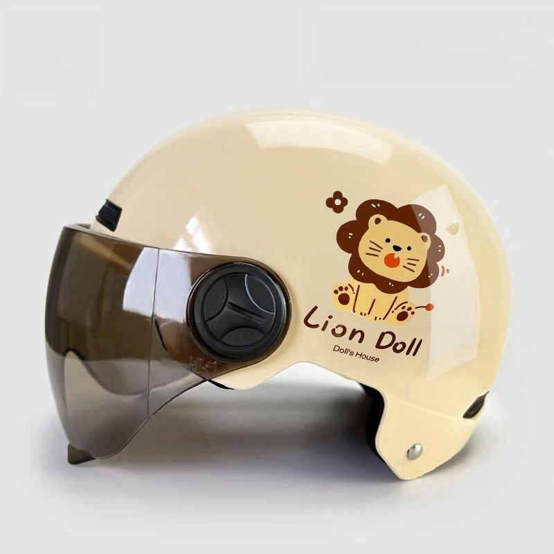 TEMU Cartoon Cat Certified Electric Scooter Helmet For Women Winter Standard Motorcycle Safety Half Helmet Cute
